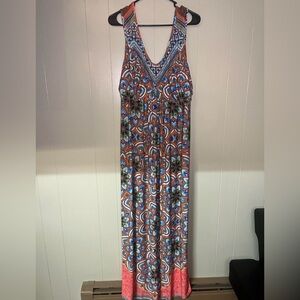 one world fashion dresses Made My Day Blue Multi Shoreline Print One Shoulder Midi Dress main image 0